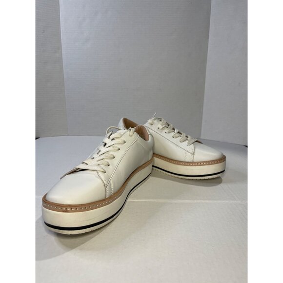 Chelsea & Violet Womens White Leather Platform Sneakers Sz 9 Casual Comfort Lace - Picture 9 of 14